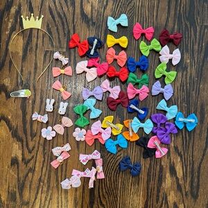 Bows for baby girls plus a princes crown, Colorful Bow Hair Accessories Set